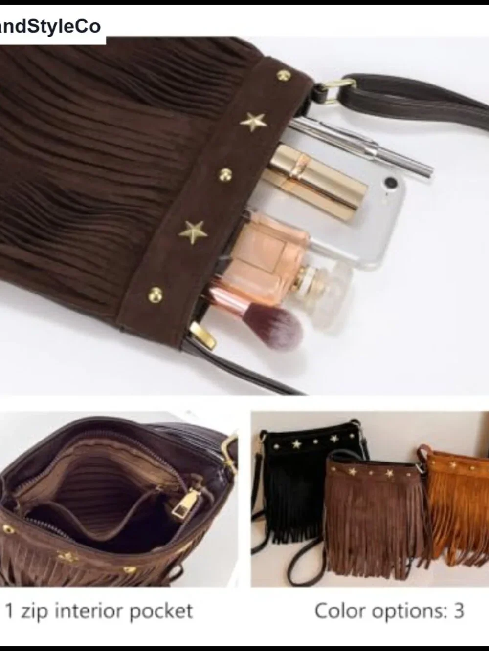 Western Fringe Crossbody Bag Suede Shoulder Purse Boho
